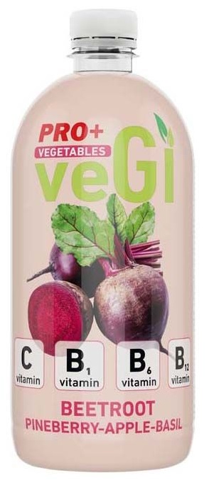 PRO+ Vegetables Nesýtený nízkoenergetický nápoj s vitamínom C, B1, B6, B12 a sladidlami - cvikla, borovica, jablko, bazalka (750ml)