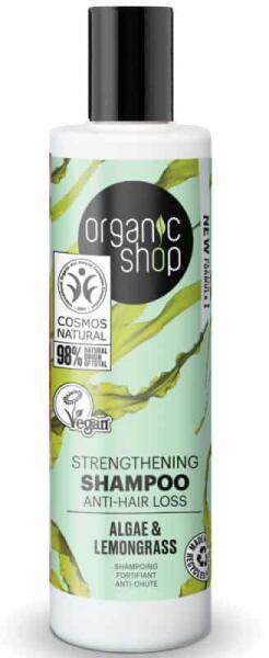 Organic Shop Posilňujúci šampón proti vypadávaniu vlasov s riasami a citrónovou trávou (280ml)