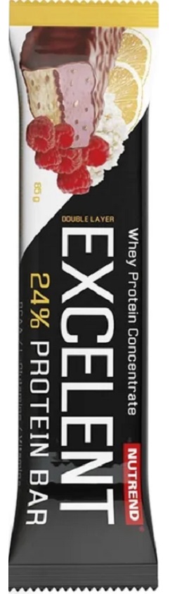 Nutrend Excelent Bezlepková Proteínová tyčinka double čokoláda citrón, tvaroh, malina a brusnica (85g)