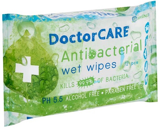 DoctorCare Antibakteriálne vlhčené utierky s extraktom z Aloe Vera (72ks)