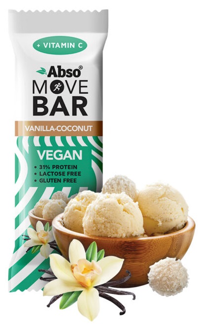 Abso Vegan Bezlepková proteinová tyčinka - vanilka a kokos (35g)