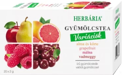 Herbária Variácie ovocných čajov - jablko-hruška, grapefruit, malina, divá čerešňa (20ks)
