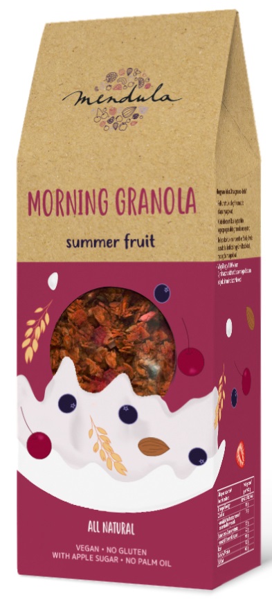 Mendula Summer Fruit Bezlepková granola - čerešňa, jahoda a čierna ríbezľa (300g)