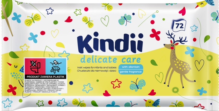 Kindii Delicate Care Detské vlhčené utierky (72ks)