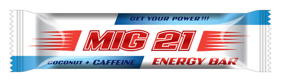 MIG 21 Energy Bar Kokosová tyčinka v mliečnej poleve s kofeínom (55g)
