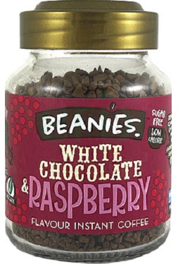 Beanies White Chocolate & Raspberry Rozpustná káva s príchuťou bielej čokolády a maliny (50g)