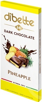 Dibette Horká čokoláda s fruktózou plnená krémom s ananásovou príchuťou (80g)