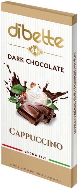 Dibette Horká čokoláda s fruktózou plnená krémom s capucinovou príchuťou (80g)