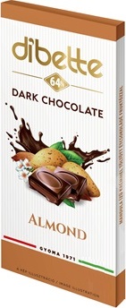 Dibette Horká čokoláda s fruktózou plnená krémom s mandľovou príchuťou (80g)