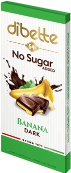 Dibette Horká čokoláda so sladidlom plnená krémom s banánovou príchuťou (80g)