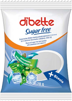 Dibette Wellness Drops mentolový bez cukru so sladidlami a vitamínom C (70g)