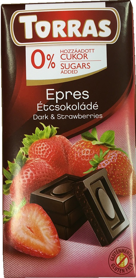 Torras Bezlepková horká čokoláda s jahodou bez pridaného cukru (75g)