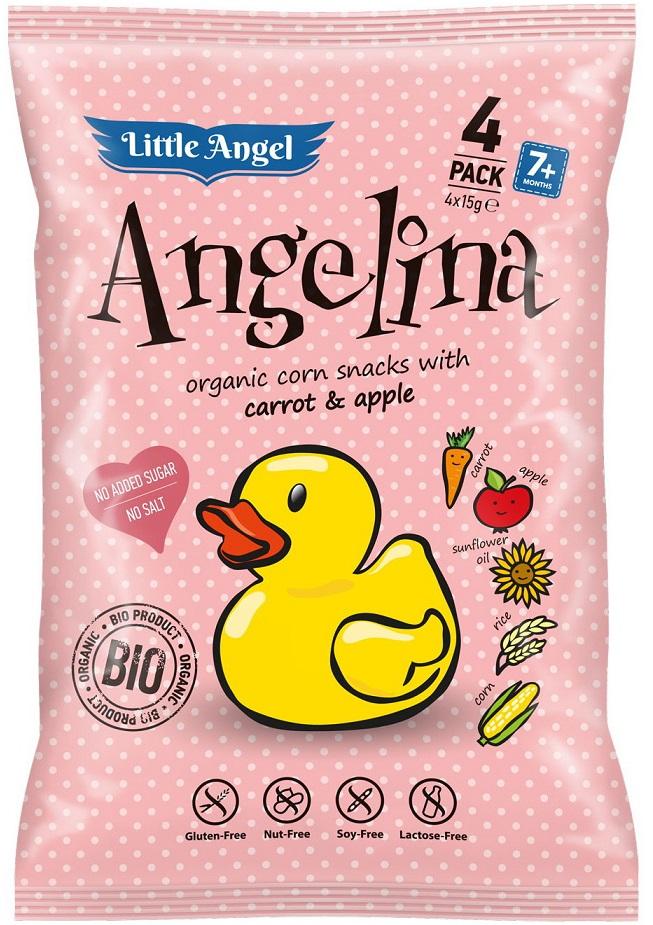McLloyd´s Little Angel Bio Angelina kukuričny snack s mrkvou a jablkom (4x15g)