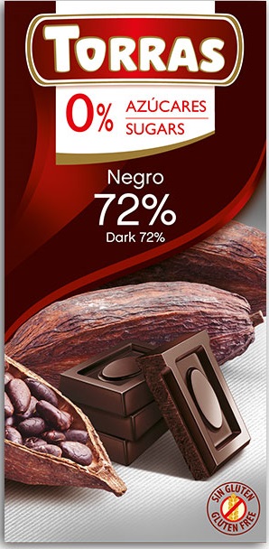 Torras Bezlepková horká čokoláda 72% bez pridaného cukru (75g)