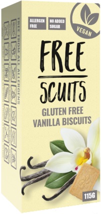 FreeScuits Bezlepkové vanilkové sušienky so sladidlom (115g)