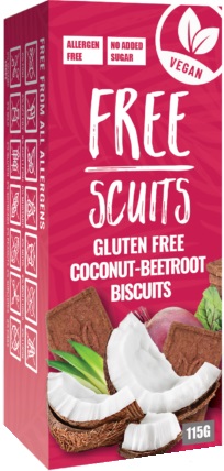 FreeScuits Bezlepkové kokosovo-cviklové sušienky so sladidlom (115g)