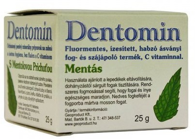 Geoproduct Dentomin Prírodný minerálny zubný prášok s mätou bez fluóru (25g)