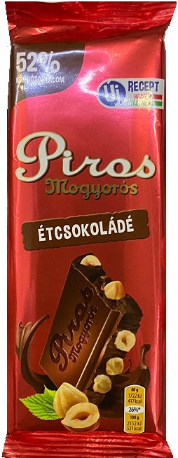 Piros Mogyorós Horká čokoláda s lieskovými orieškami (80g)
