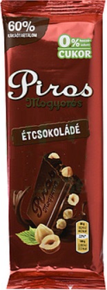 Piros Mogyorós Bezlepková horká čokoláda s lieskovými orieškami bez pridaného cukru (80g)