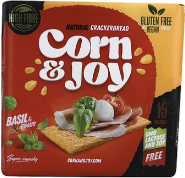 Corn & Joy Bezlepkový Extrudovaný kukuričný chlieb s paradajkami a bazalkou (100g)