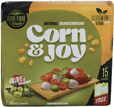 Corn & Joy Bezlepkový Extrudovaný kukuričný chlieb s rozmarínom a olivovým olejom (80g)