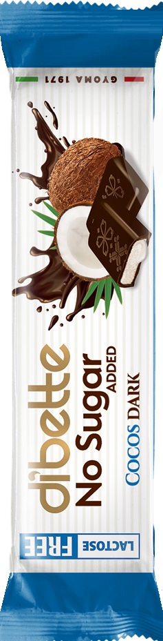 Dibette NAS Horká čokoláda so sladidlom plnená krémom s kokosovou príchuťou (22g)