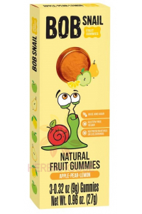Obrázok pre Bob Snail Gummies Ovocné gumené cukríky bez pridaného cukru - jablko, hruška, citrón (27g)