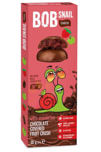Obrázok pre Bob Snail Choco Ovocná pochúťka v čokoláde bez pridaného cukru - jablko, jahoda (30g)