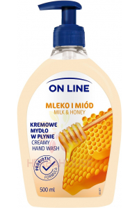 Obrázok pre On Line Tekuté mydlo s dávkovačom Mlieko a med (500ml)