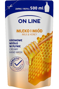 Obrázok pre On Line Tekuté mydlo Mlieko a med náhradná náplň (500ml)