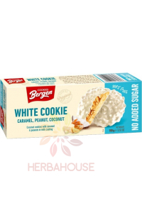Obrázok pre Bergen Cookies kokosové s karamelom a arašidmi v bielej čokoláde bez cukru (100g)