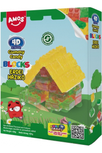 Obrázok pre Amos 4D Gummy Candy Blocks Bezlepkové gumené cukríky ovocný mix - kocky lesný domček (420g)