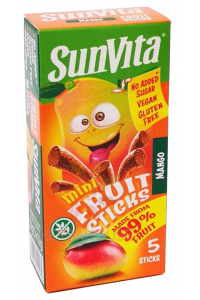 Obrázok pre SunVita Bezlepkové Mini ovocné tyčinky bez pridaného cukru - mango (50g)