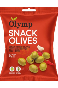 Obrázok pre Olymp Snack Zelené Olivy bez kôstky s chilli paprikou a bylinkami (70g)