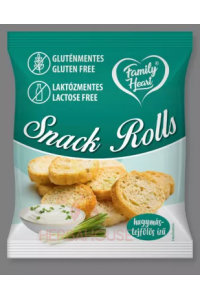 Obrázok pre Family Heart Snack Rolls Bezlepkové a bezlaktózové opečené, ochutené sucháre - príchuť kyslá smotana a cibuľa (40g)