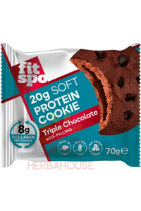 Obrázok pre FitSpo Triple chocolate Bezlepkový Proteínový koláčik bez pridaného cukru, trojitá čokoláda (70g) 