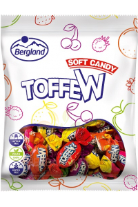 Obrázok pre Bergland Soft candy toffew karamelky s príchuťou miešaného ovocia, plnené (80g)