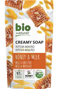 Obrázok pre Bio Naturell Tekuté krémové mydlo Med a mlieko - náhradná náplň (460ml)