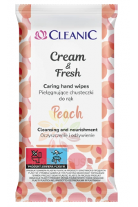 Obrázok pre Cleanic Cream & Fresh Peach ošetrujúce vlhčené obrúsky na ruky (15ks)