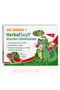 Obrázok pre Dr.Theiss HerbalSept Kids lízanky na bolesť hrdla s príchuťou červeného melóna (6ks)