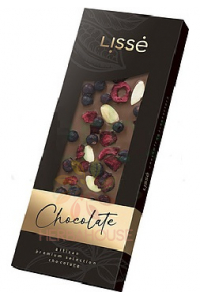 Obrázok pre Lissé Mliečna čokoláda s ríbezľami, višňami a mandľami so sladidlom (100g)