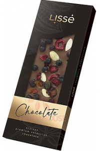Obrázok pre Lissé Horká čokoláda s ríbezľami, malinami a kešu orieškami so sladidlom (100g)