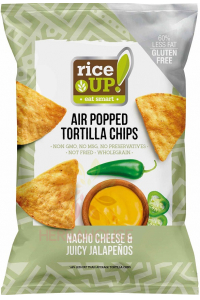 Obrázok pre Rice Up Bezlepkový Tortilla chips kukuričný s príchuťou nachos syra a jalapeño (60g)