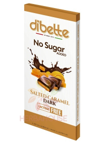 Obrázok pre Dibette NAS Horká čokoláda plnená krémom s príchuťou slaného karamelu so sladidlom (80g)