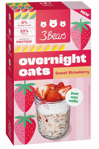 3Bears Nočné ovsené vločky bez pridaného cukru - Sladká jahoda (400g) Obrázok pre 3Bears Nočné ovsené vločky bez pridaného cukru - Sladká jahoda (400g)