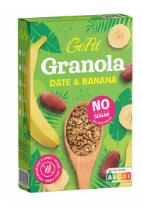 Avena GoFit Bezlepková granola s banánom a datľami bez pridaného cukru (250g) Obrázok pre Avena GoFit Bezlepková granola s banánom a datľami bez pridaného cukru (250g)