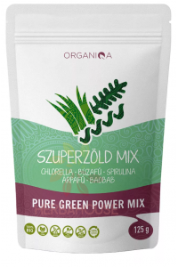 Obrázok pre Organiqa Bio Superzelený mix prášok – pšeničná tráva, jačmeň, spirulina, chlorella (125g)