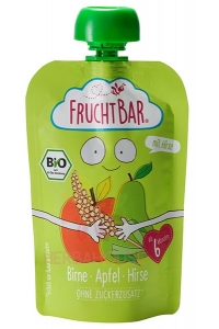 Obrázok pre FruchtBar Bio Detské ovocné pyré - hruška, jablko, proso (100g)