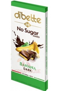 Dibette Horká čokoláda so sladidlom plnená krémom s banánovou príchuťou (80g) Obrázok pre Dibette Horká čokoláda so sladidlom plnená krémom s banánovou príchuťou (80g)