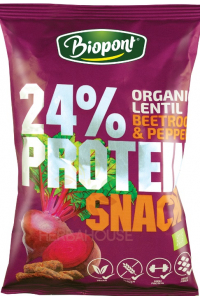 Obrázok pre Biopont Bio Proteínové šošovicové chrumky s cviklou a čiernym korením (50g)